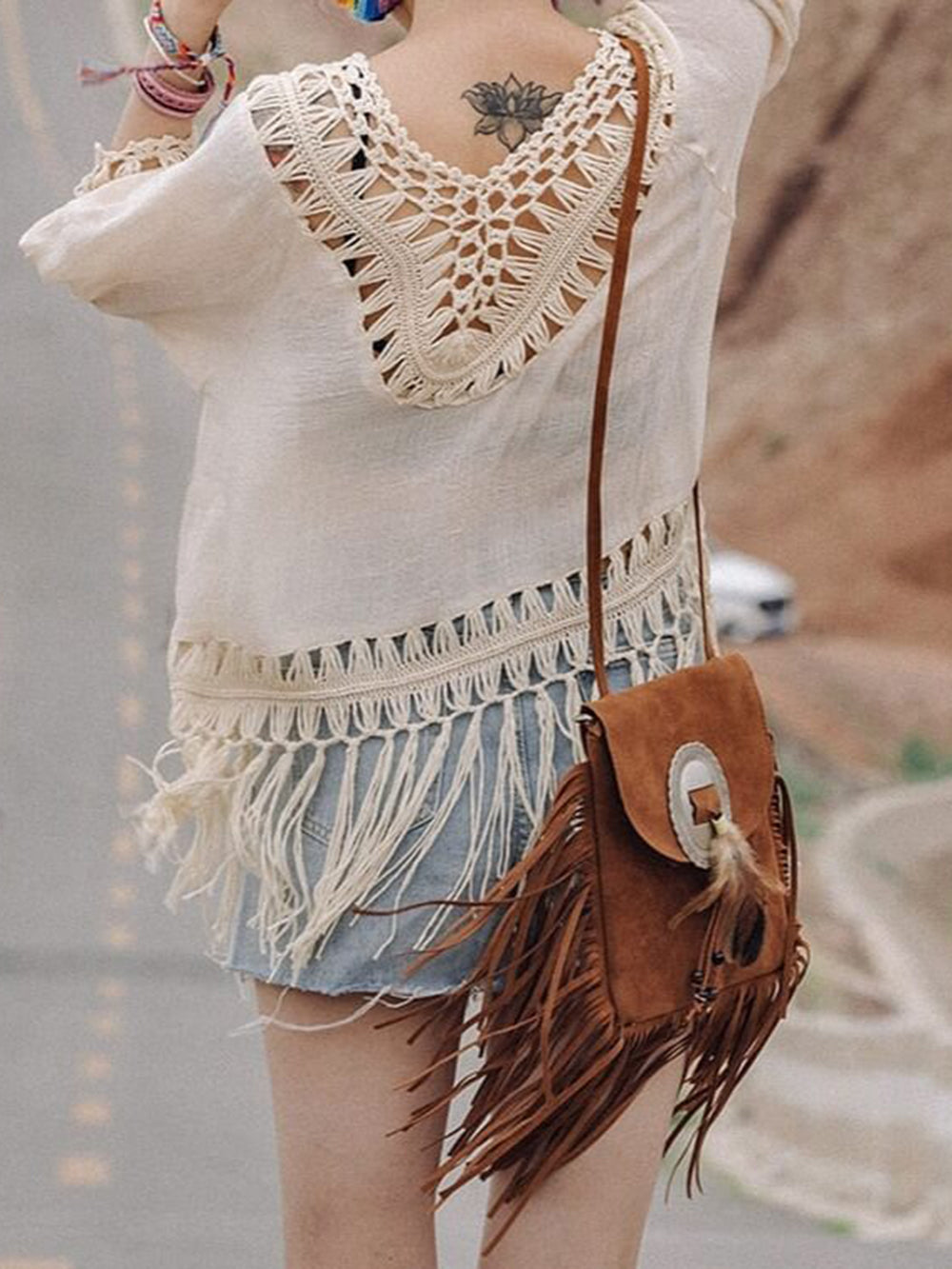 Western Crossbody Bag With Fringe-CALLISTARI