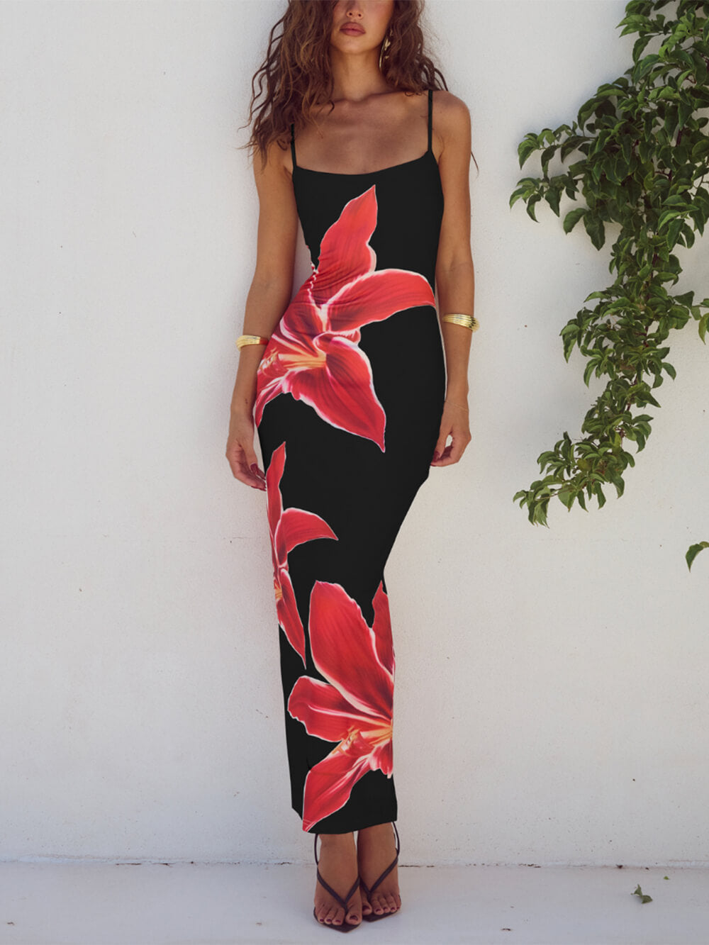 Unforgettable Abstract Floral Print Maxi Dress-CALLISTARI