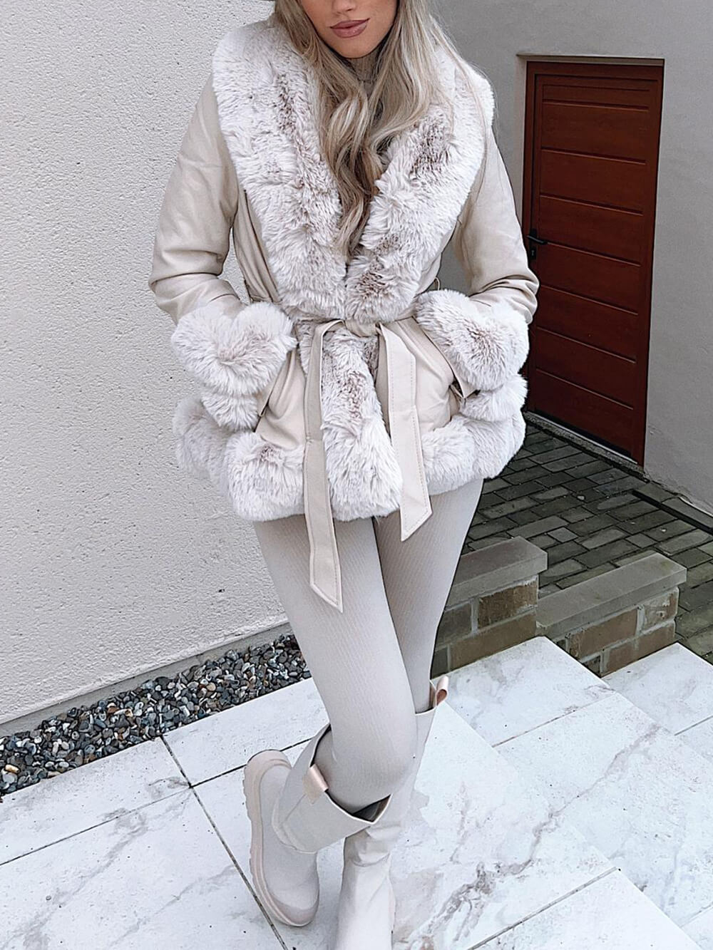Freya Belted Fur Coat-CALLISTARI