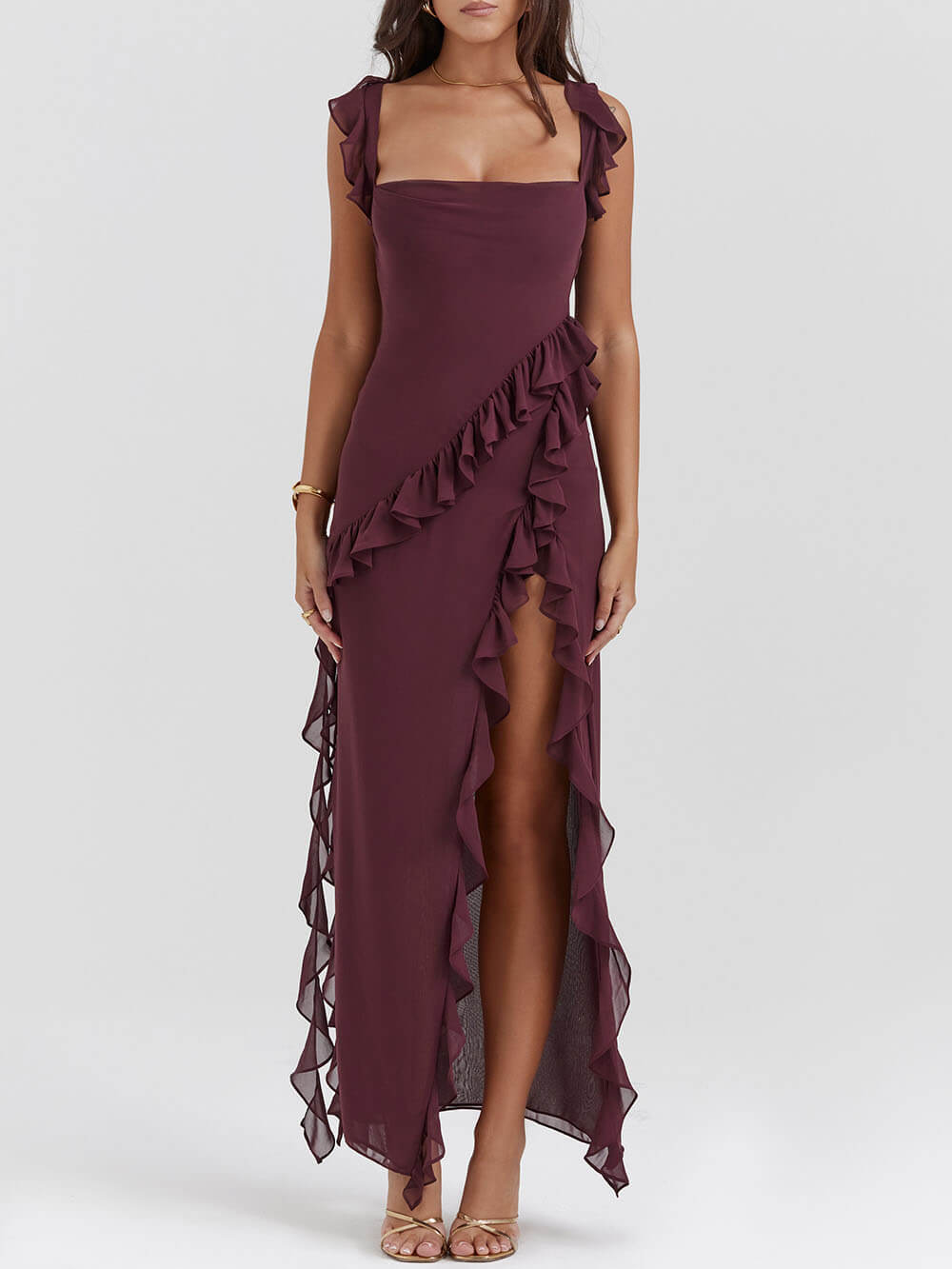 Mulberry Ruffle Maxi Dress-CALLISTARI