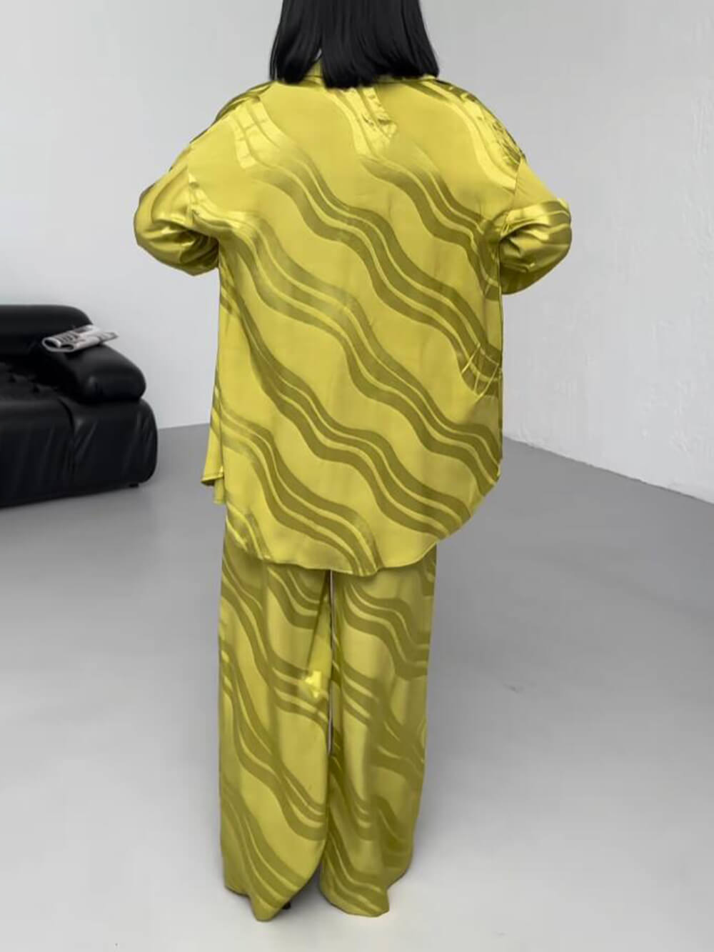 Callistari Unique Wave Print Loose Oversized Shirt-CALLISTARI