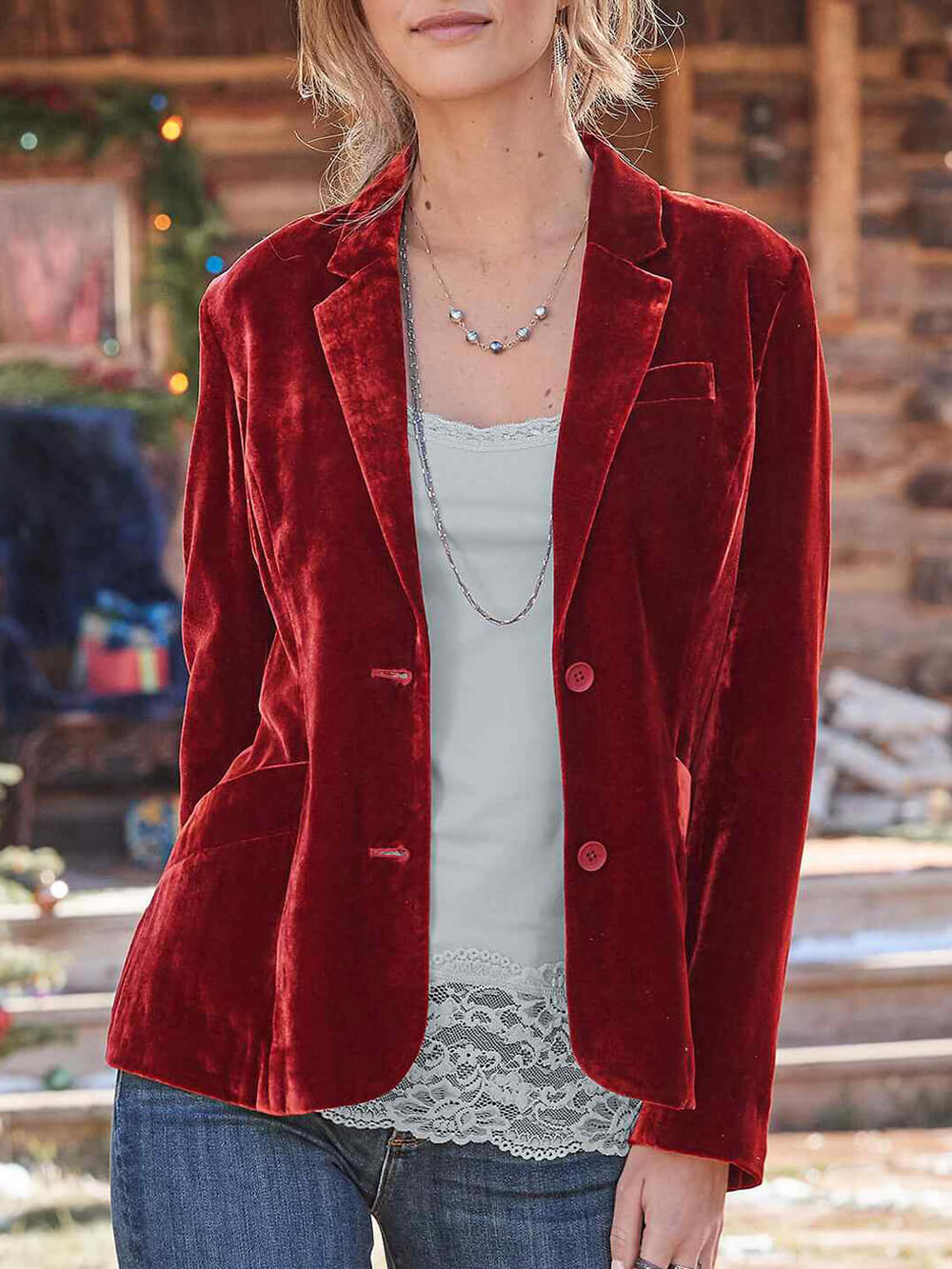 Velvet Solid Color Fashion Casual Suit Jacket-CALLISTARI