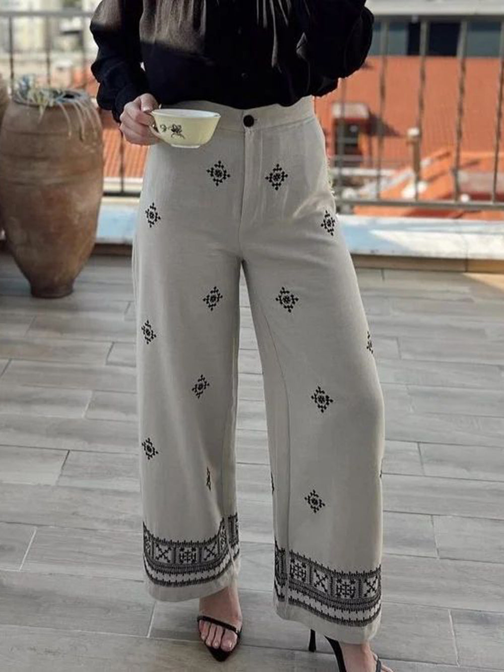 Flora Linen Blend Trousers-CALLISTARI