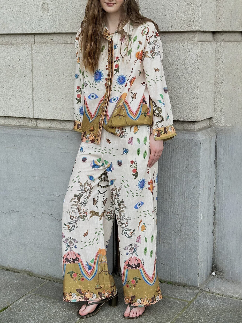 Featured Ethnic Print Loose Oversized Blouses-CALLISTARI