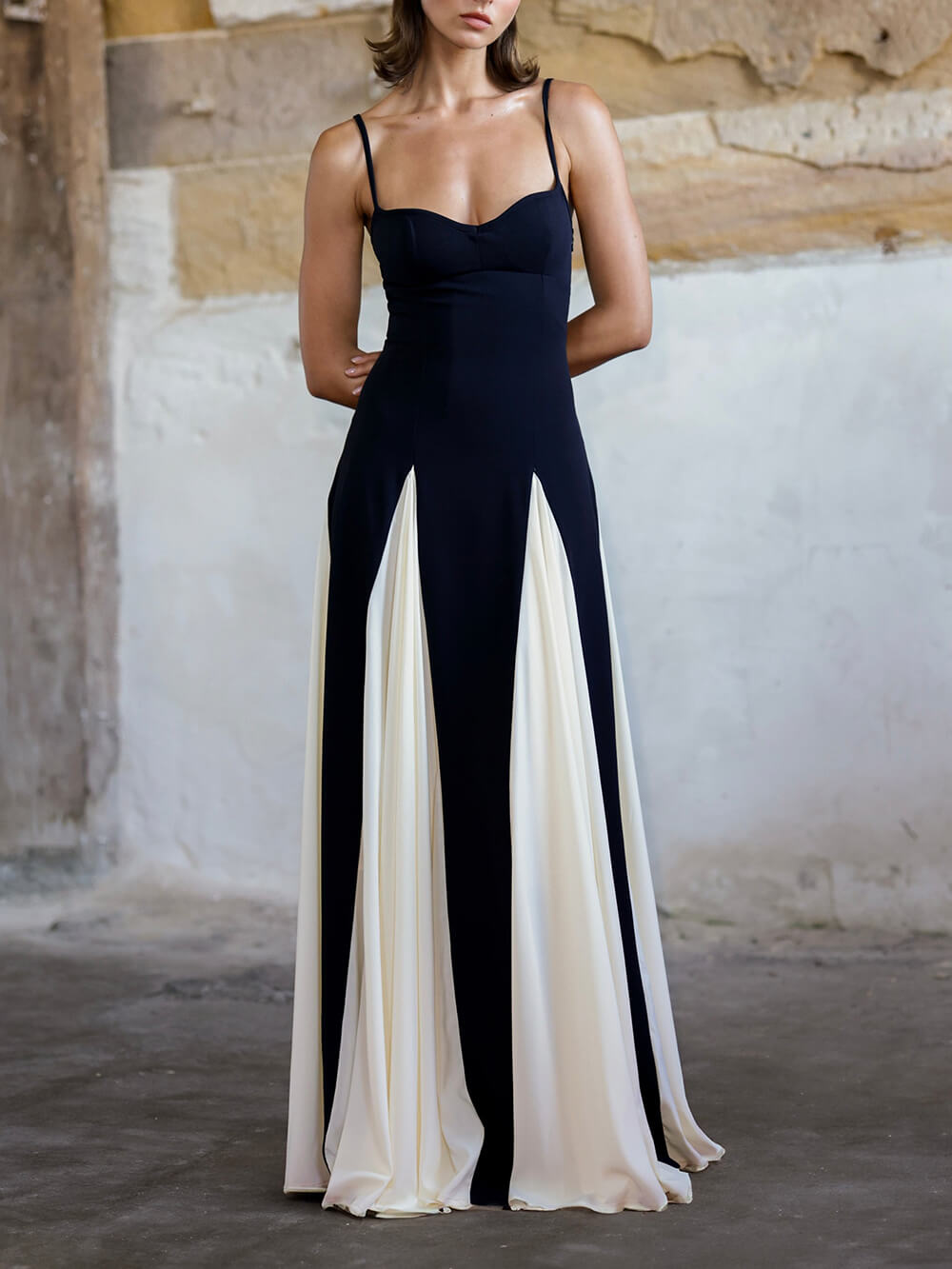 Elegance Panelled Tulle A-line Slip Maxi Dress-CALLISTARI