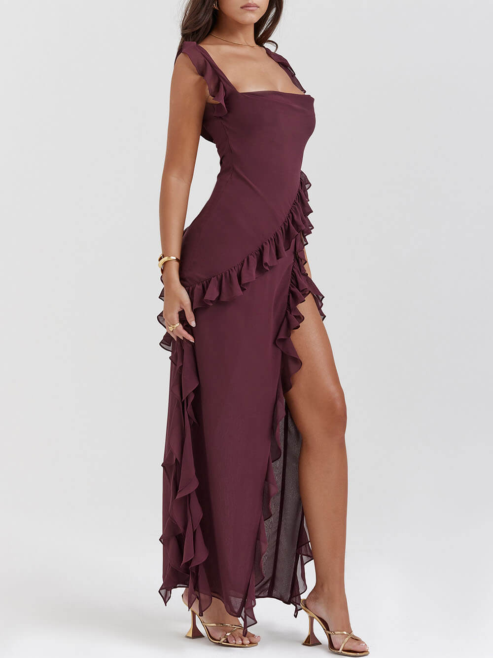 Mulberry Ruffle Maxi Dress-CALLISTARI
