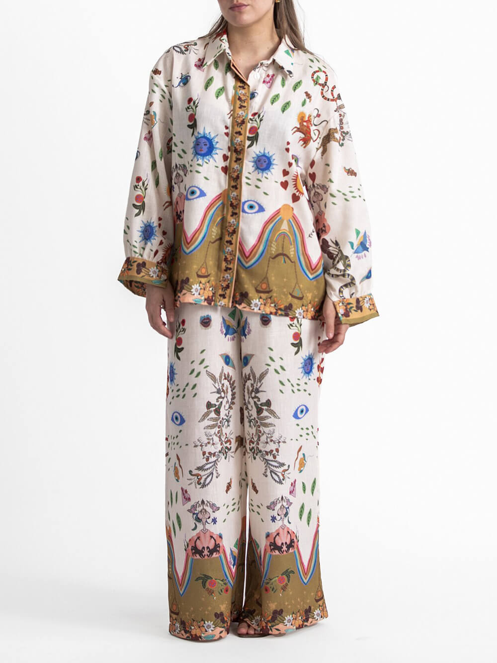 Featured Ethnic Print Loose Oversized Blouses-CALLISTARI