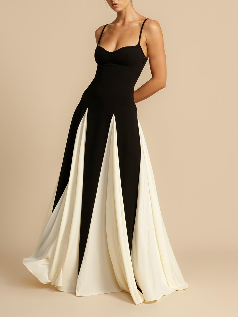 Elegance Panelled Tulle A-line Slip Maxi Dress-CALLISTARI
