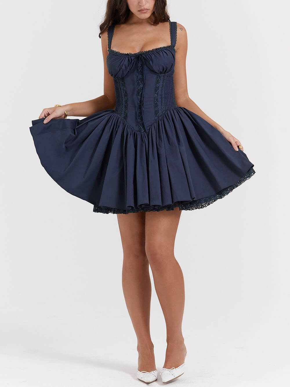 French Navy Corset Mini Dress-CALLISTARI