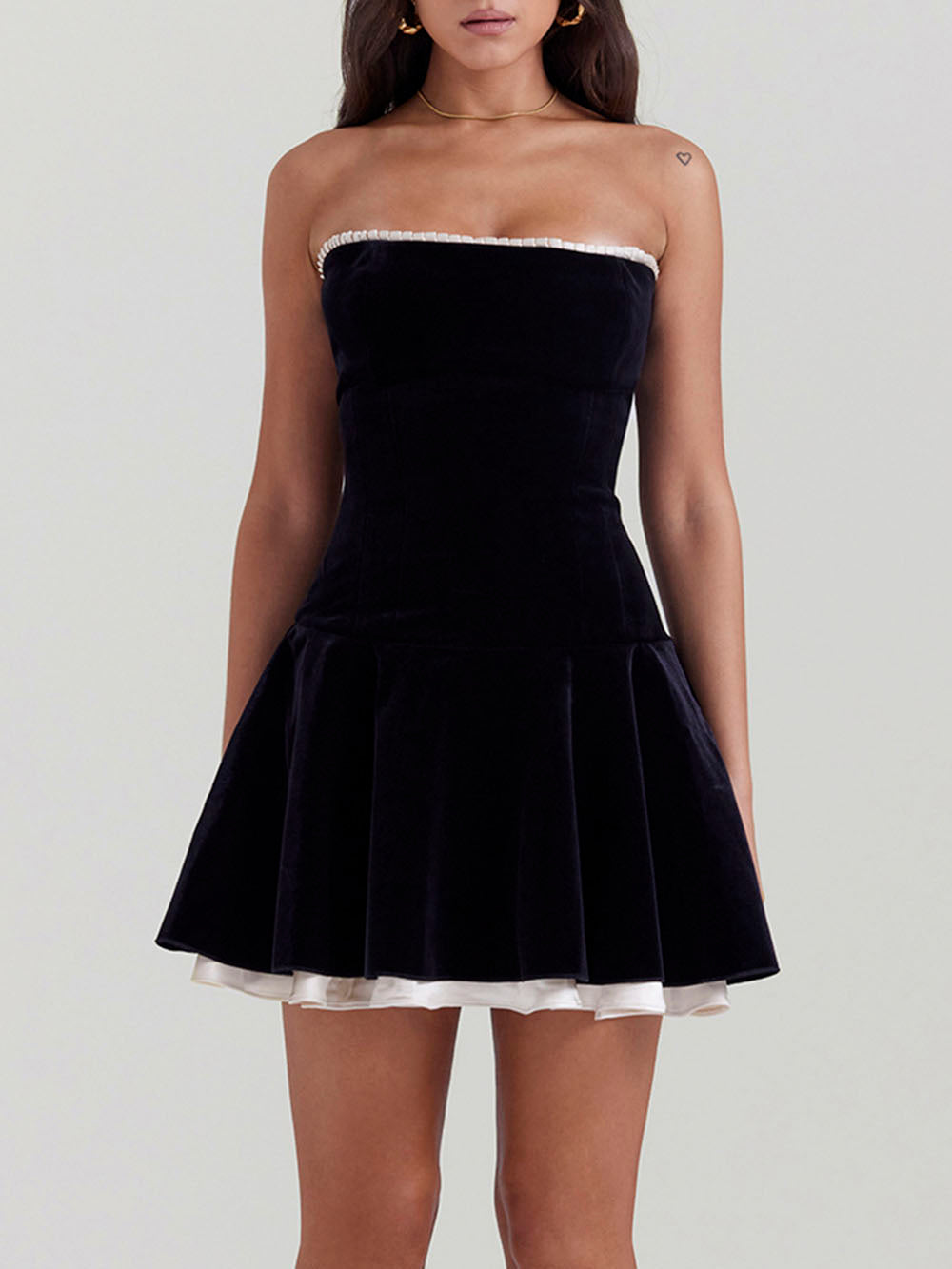 Black Velvet Strapless Dress-CALLISTARI
