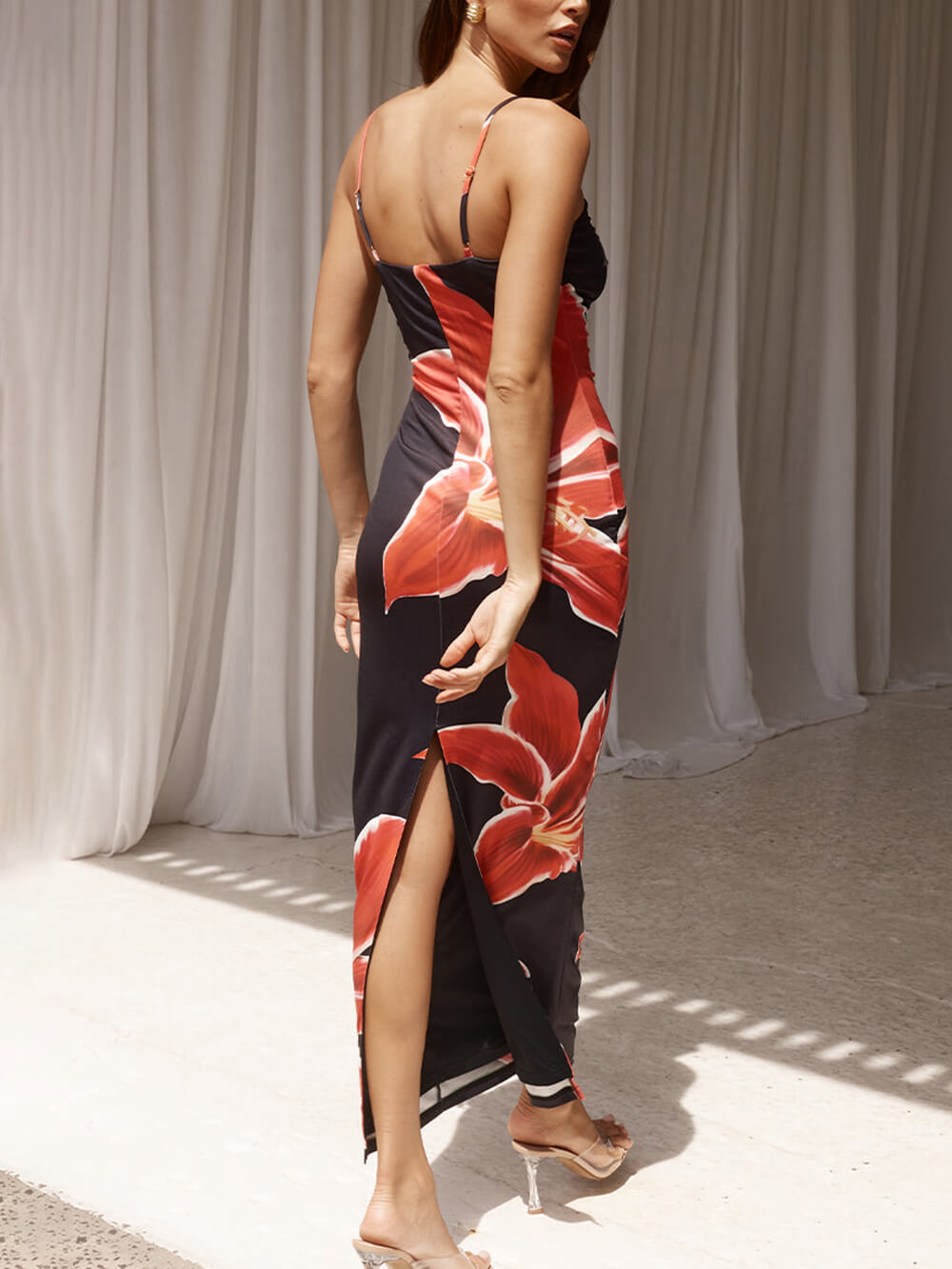 Unforgettable Abstract Floral Print Maxi Dress-CALLISTARI
