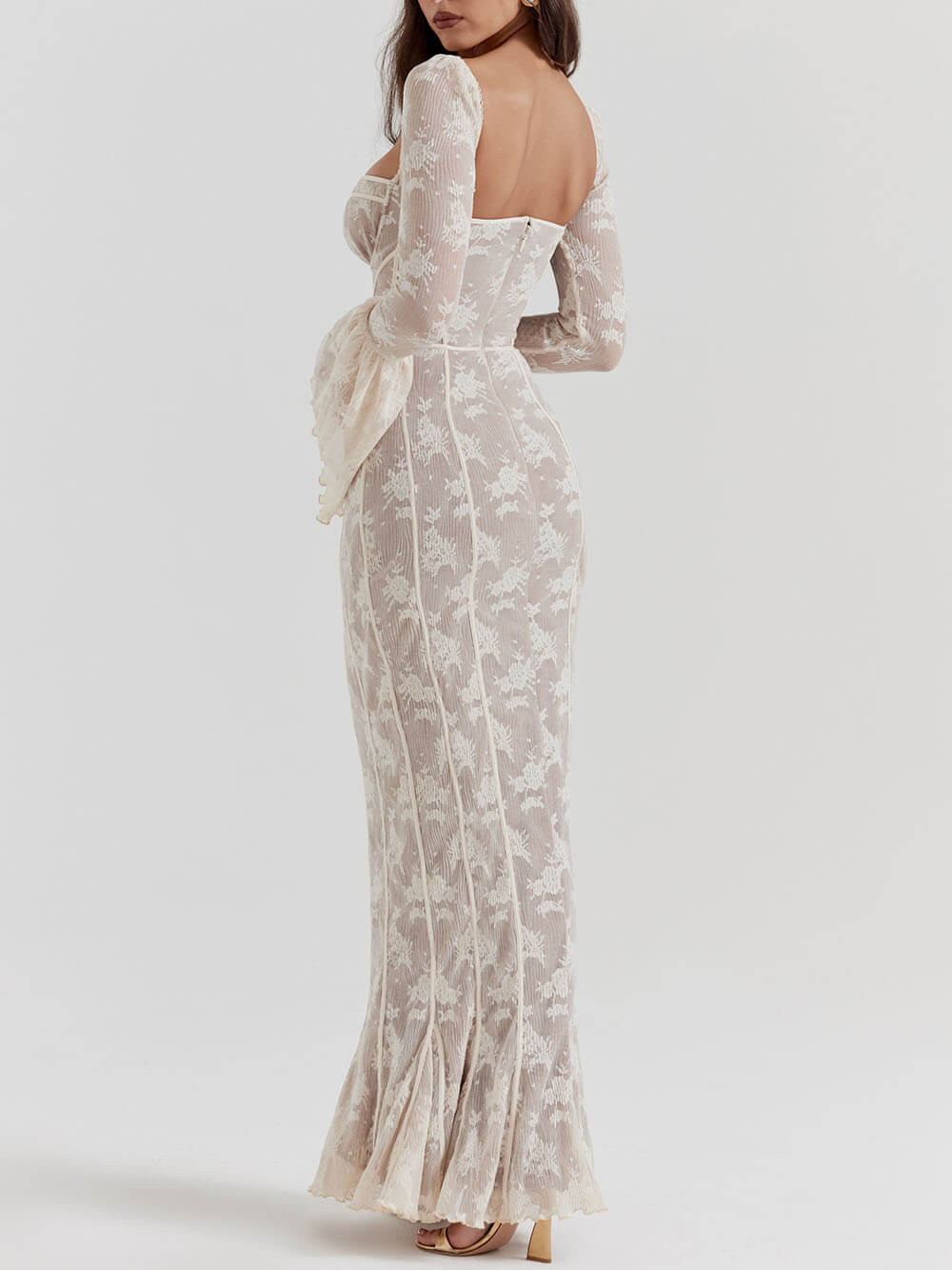 Vintage Cream Lace Maxi Dress-CALLISTARI