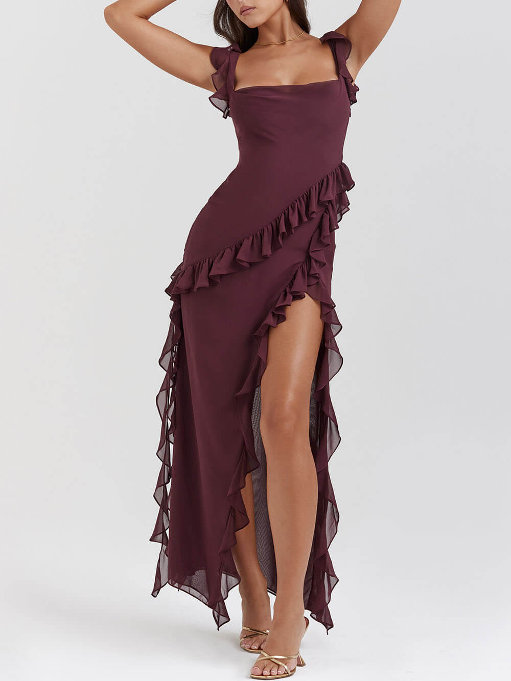 Mulberry Ruffle Maxi Dress-CALLISTARI