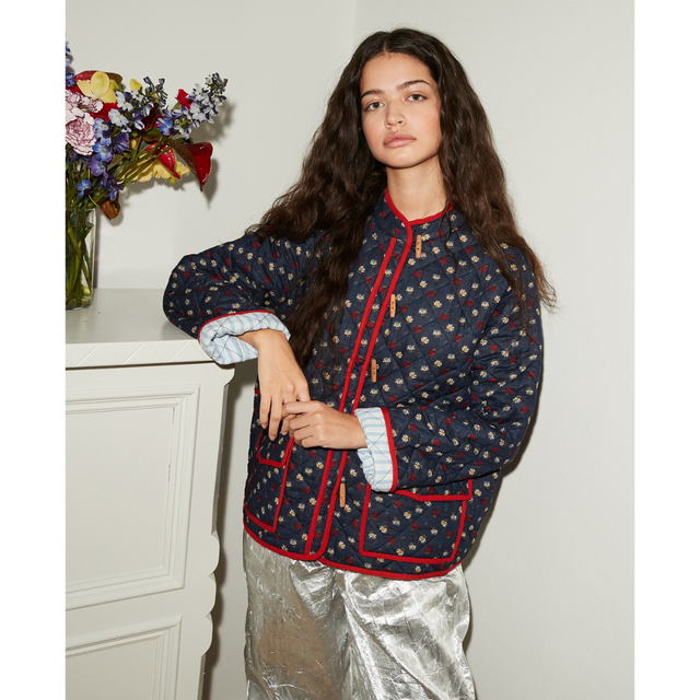 Floral Print Color Patchwork Jacket-CALLISTARI