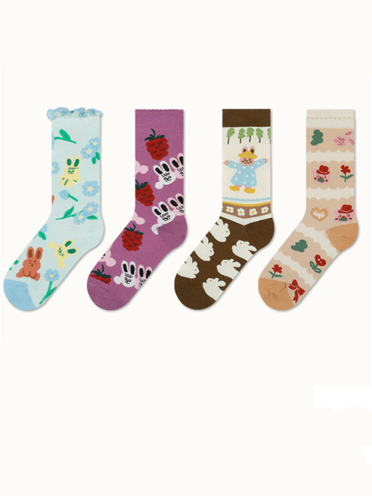 Cute Bunny Mid-Calf Socks-CALLISTARI
