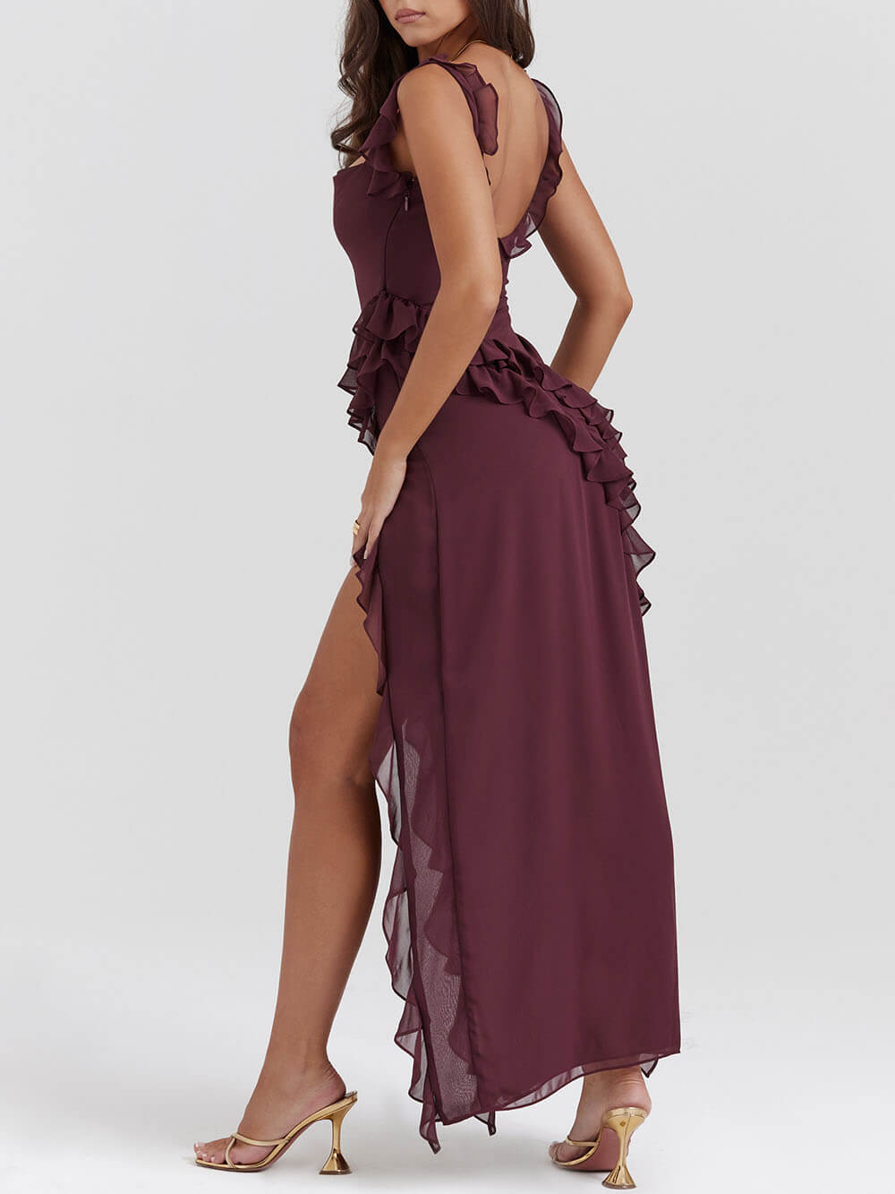 Mulberry Ruffle Maxi Dress-CALLISTARI