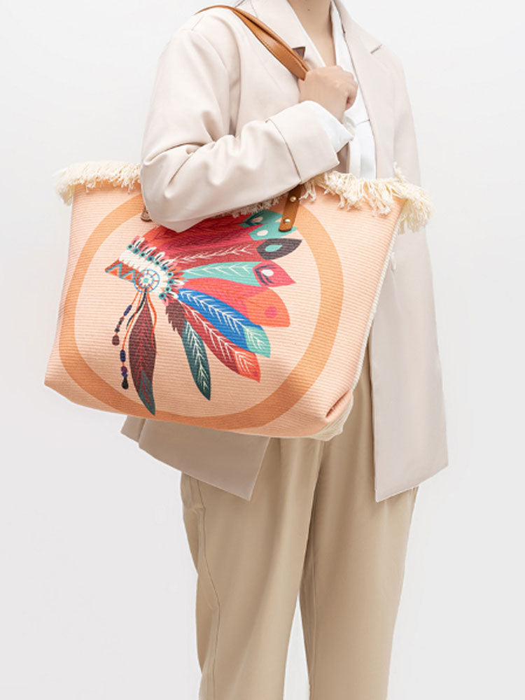 Fashionable Printed Canvas Shoulder Bag-CALLISTARI