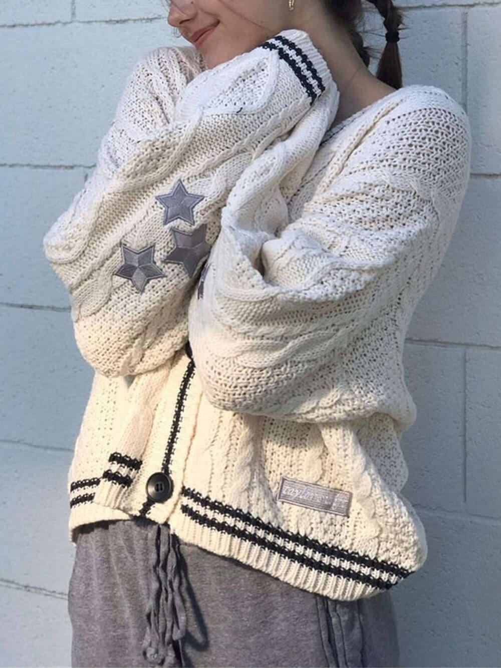 Loose Star Embroidered Cardigan-CALLISTARI