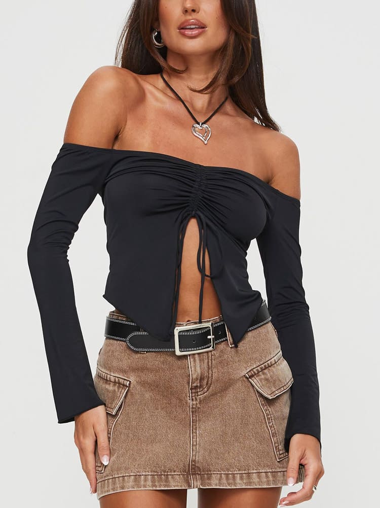 Carradine Off The Shoulder Top Black-CALLISTARI