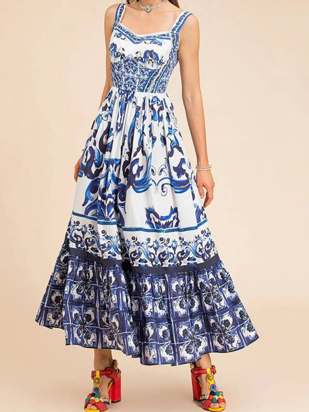 Casual Sling Print Loose Dress-CALLISTARI