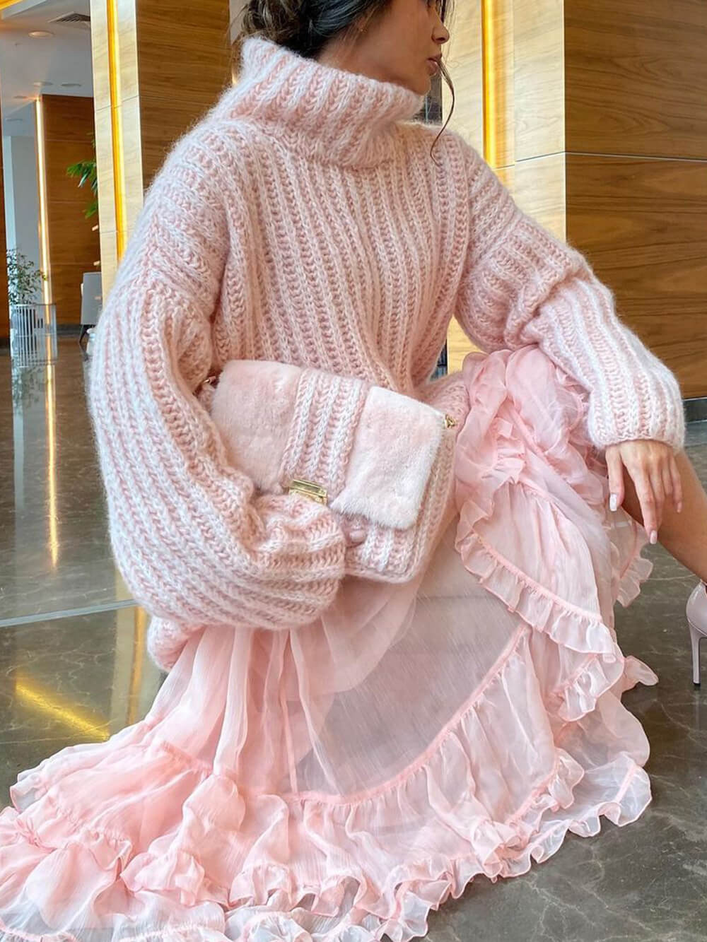 Solid Color Long Sleeve Sweater-CALLISTARI