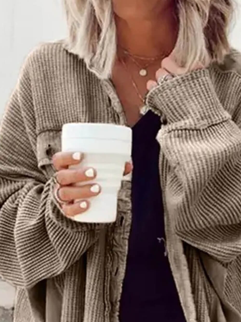 Corduroy Button Jacket Up Top-CALLISTARI