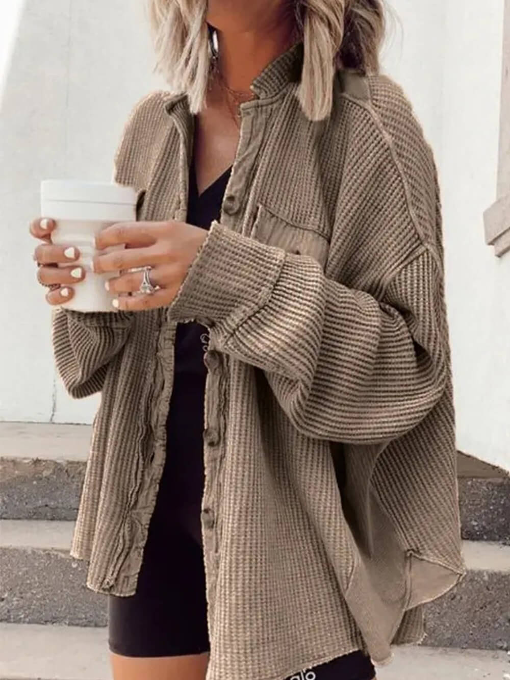 Corduroy Button Jacket Up Top-CALLISTARI