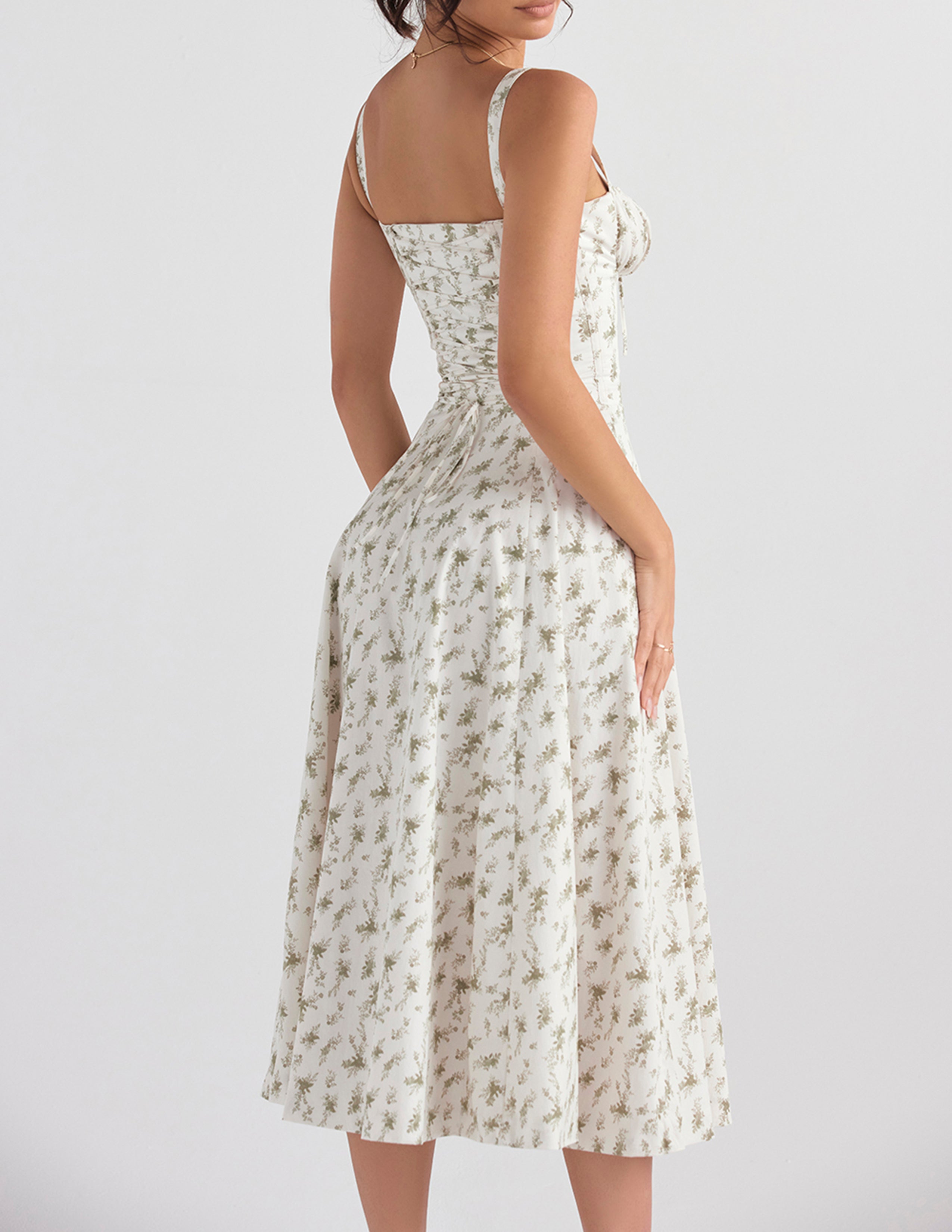Rose Print Herringbone Slip Dress-CALLISTARI