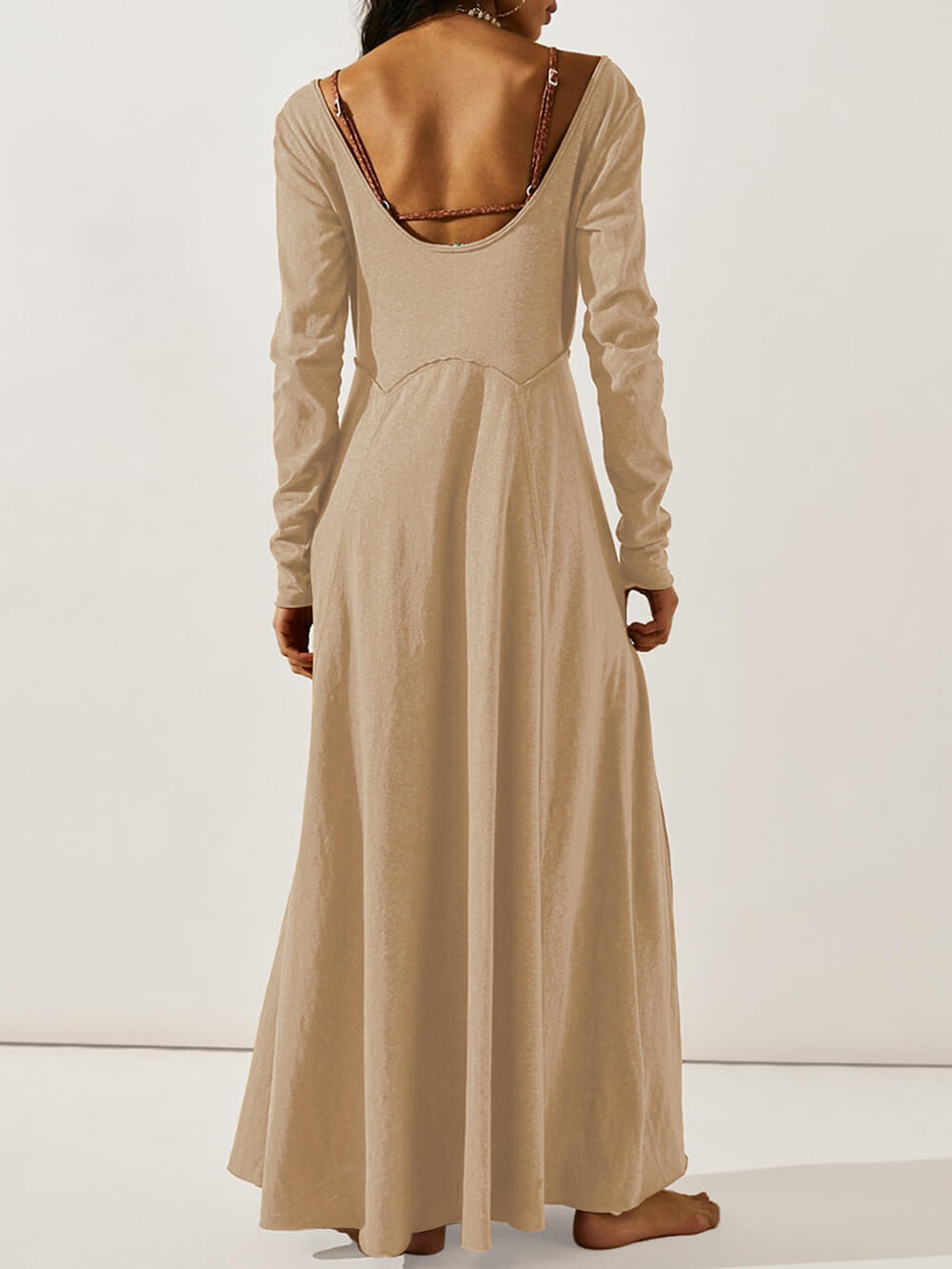 Solid Color Button Maxi Dress-CALLISTARI