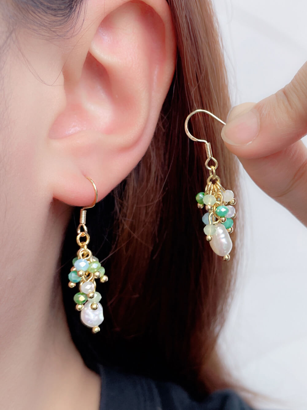 Small Fresh Grape Cluster Tassel Earrings-CALLISTARI