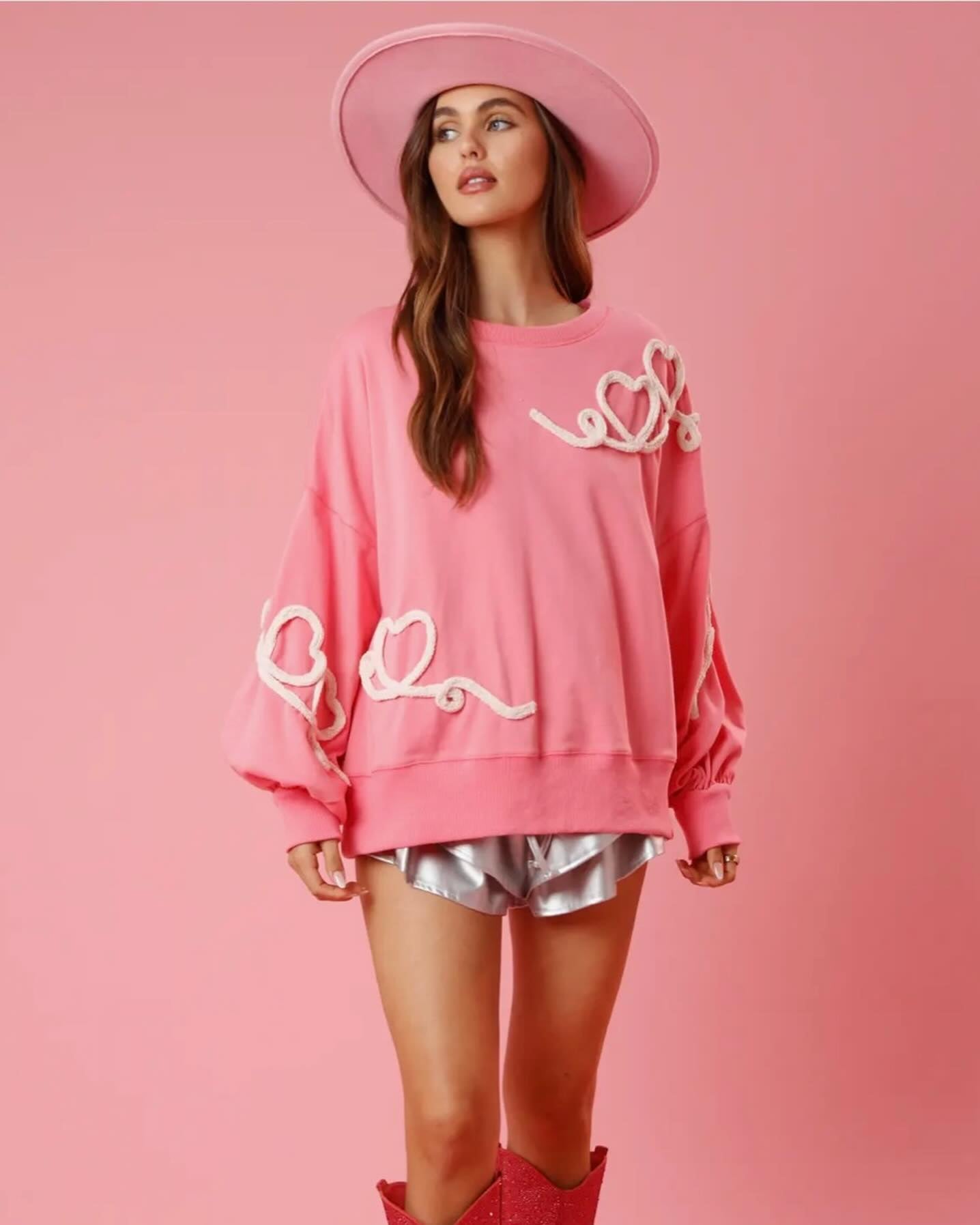 Heart Thread Embroidered Sweatshirt-CALLISTARI