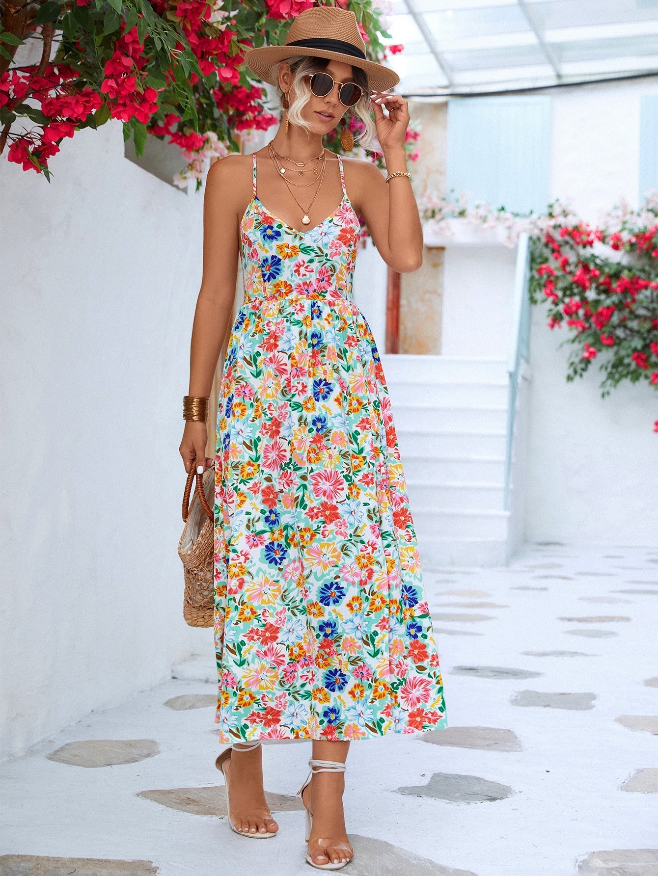 Summer Backless Split Halter Bohemian Dress-CALLISTARI