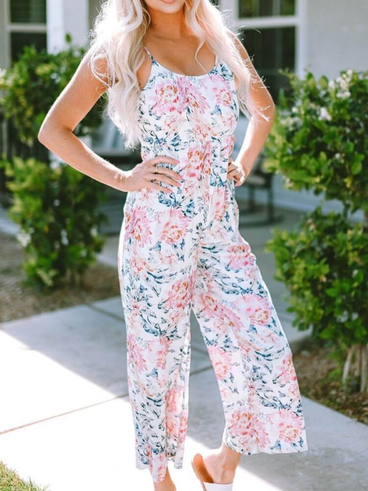 Pastel Peony Floral Jumpsuit In Pink-CALLISTARI