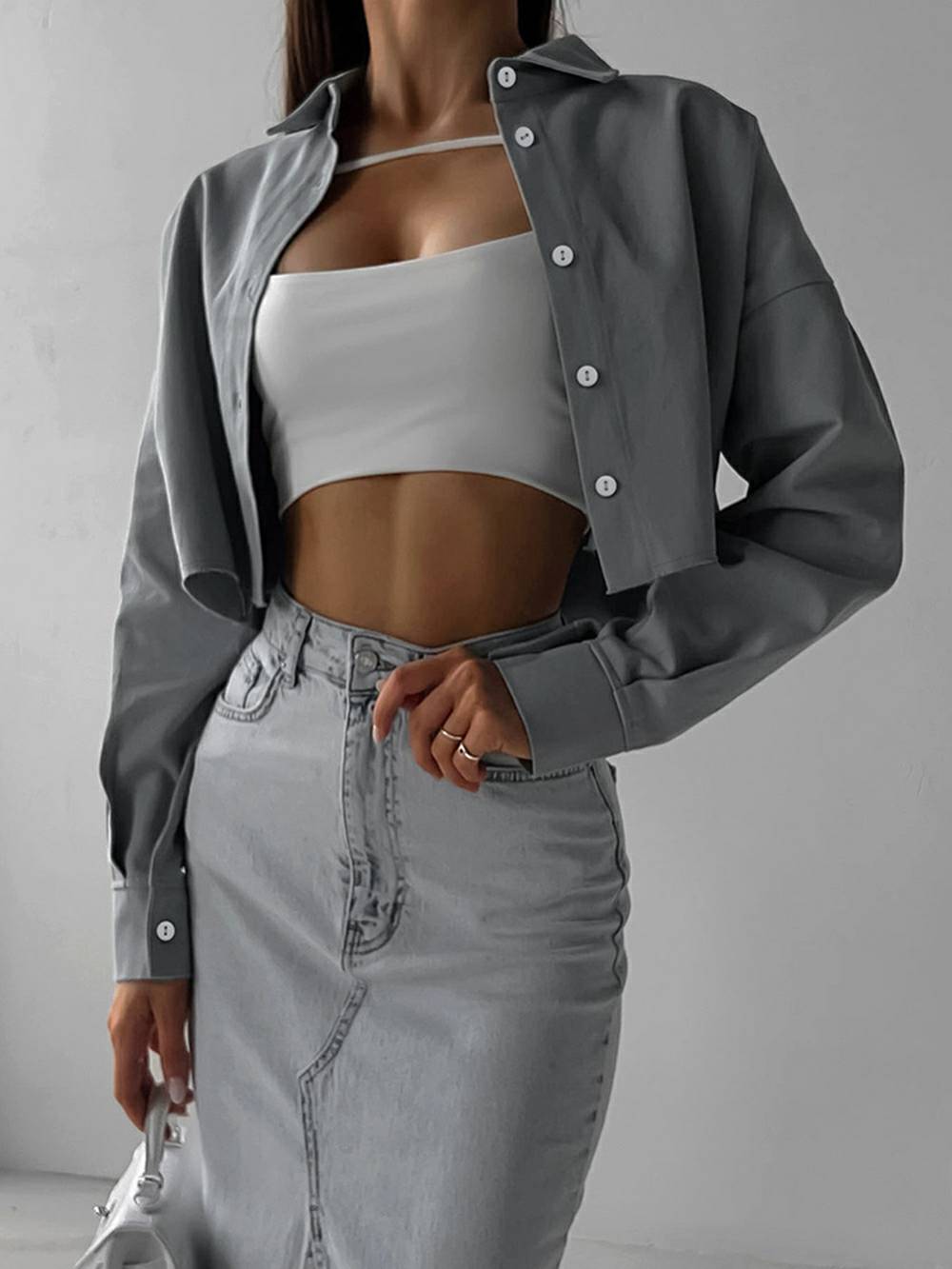 Purple Single Breasted Lapel Shirt-CALLISTARI