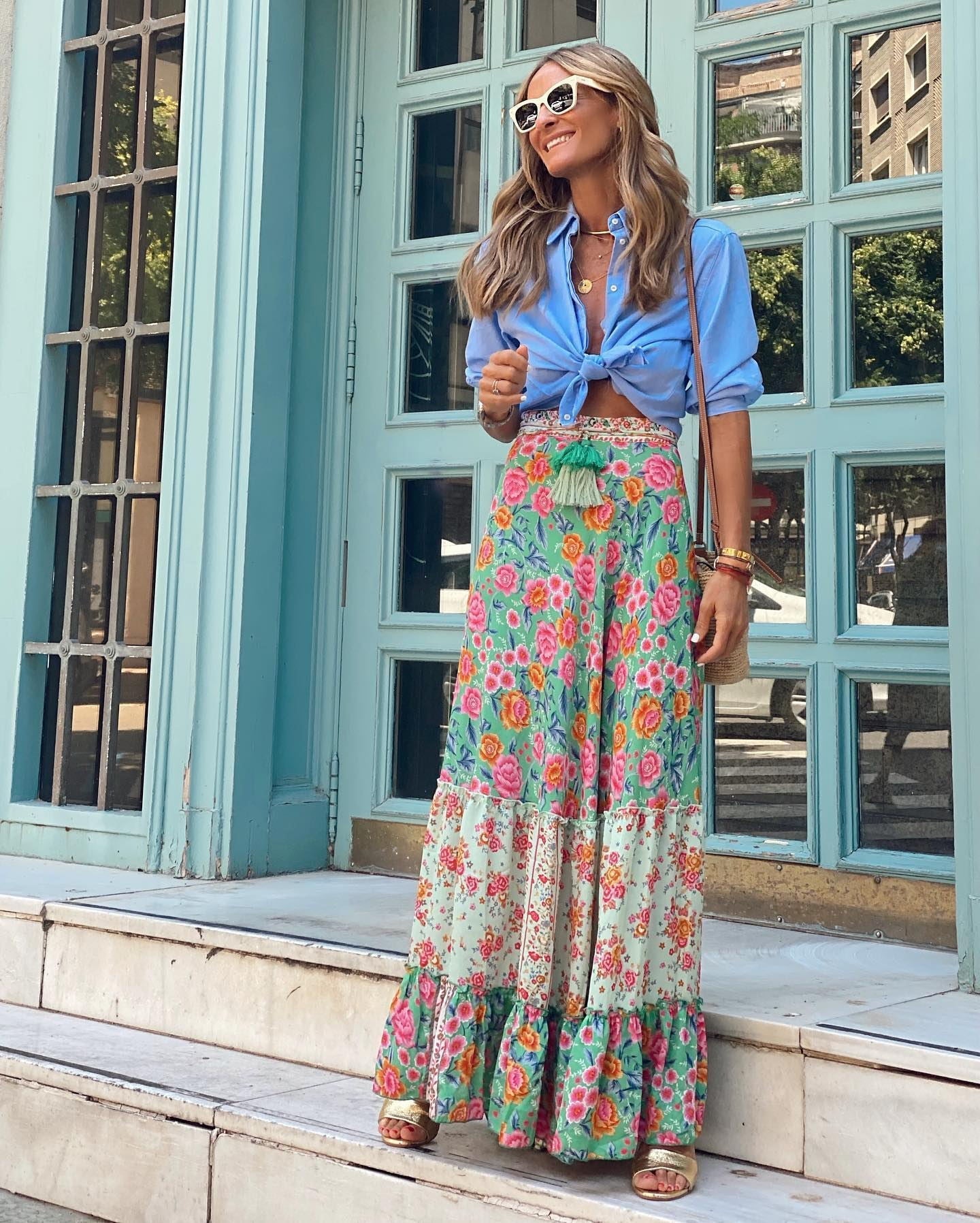Fantasy Peony Floral Boho Maxi Skirt-CALLISTARI