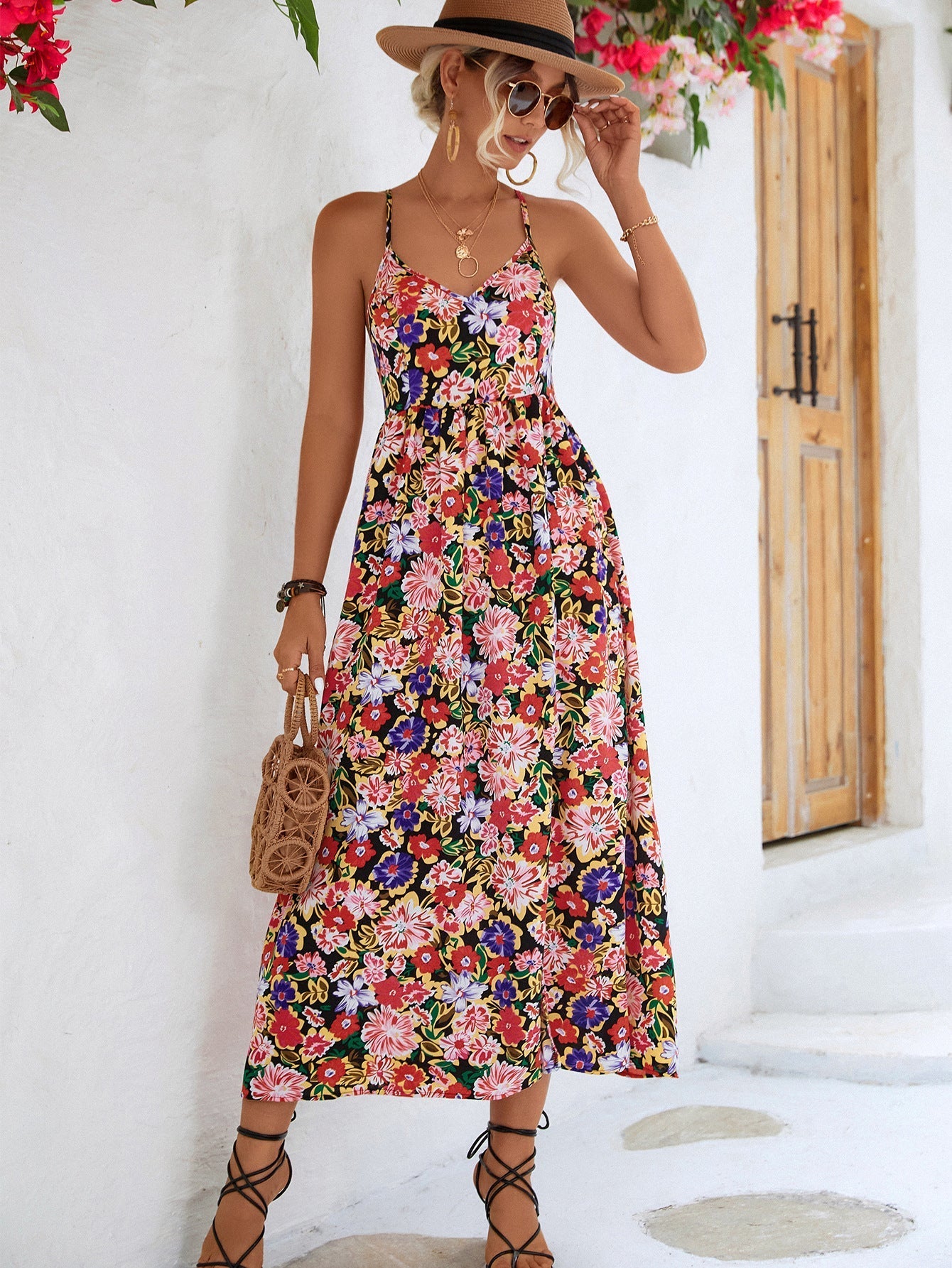 Summer Backless Split Halter Bohemian Dress-CALLISTARI