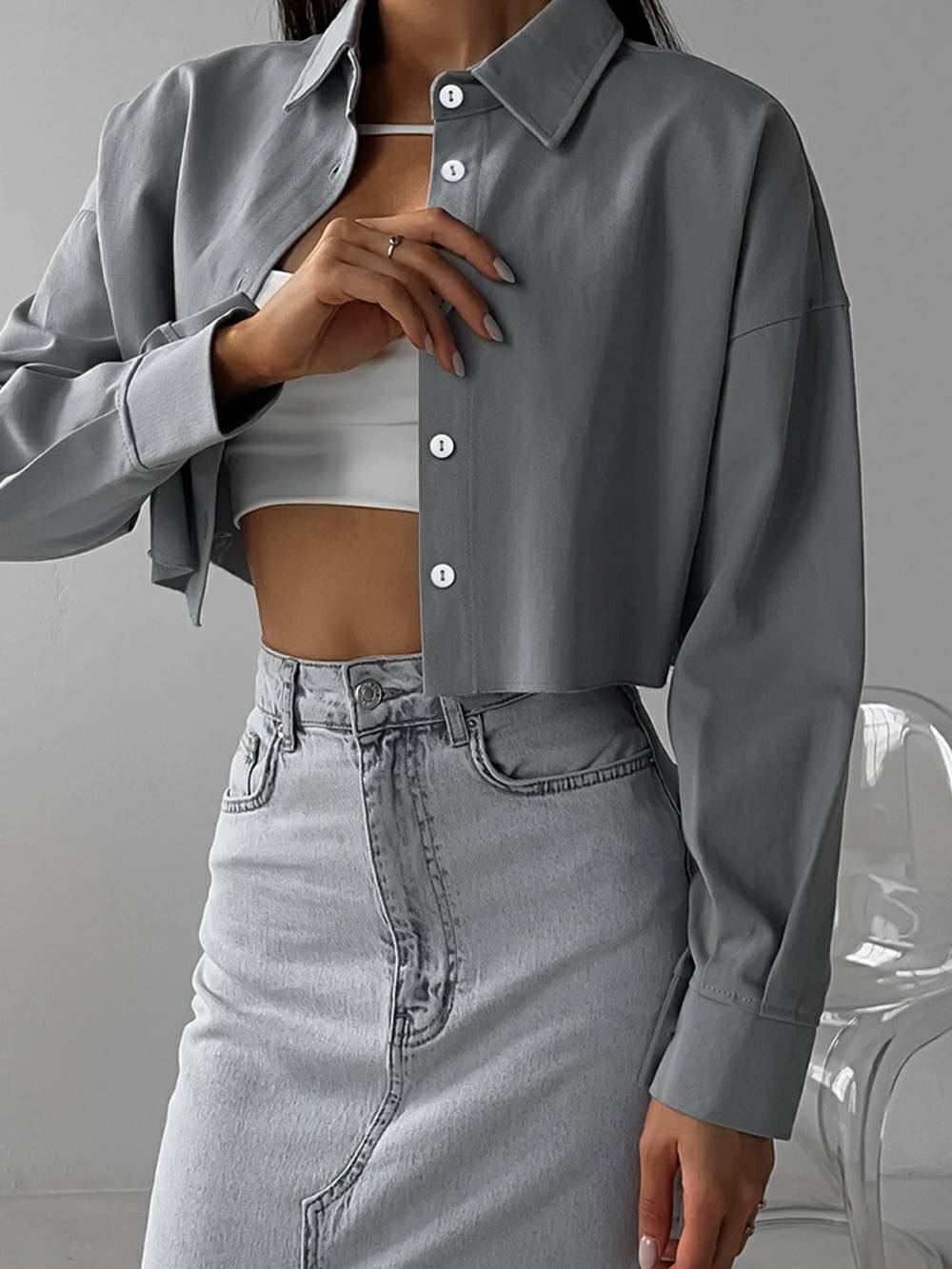 Purple Single Breasted Lapel Shirt-CALLISTARI