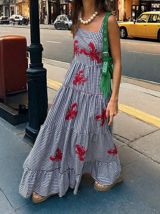 Callistari Exquisite Embroidered Holiday Camisole Midi Dress-CALLISTARI