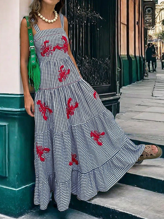 Callistari Exquisite Embroidered Holiday Camisole Midi Dress-CALLISTARI