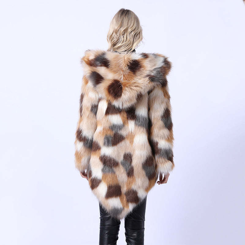 Hooded asymmetric faux fur coats-CALLISTARI