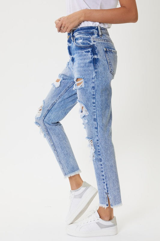Kan Can High Rise Distressed Boyfriend Jeans-Mesadic