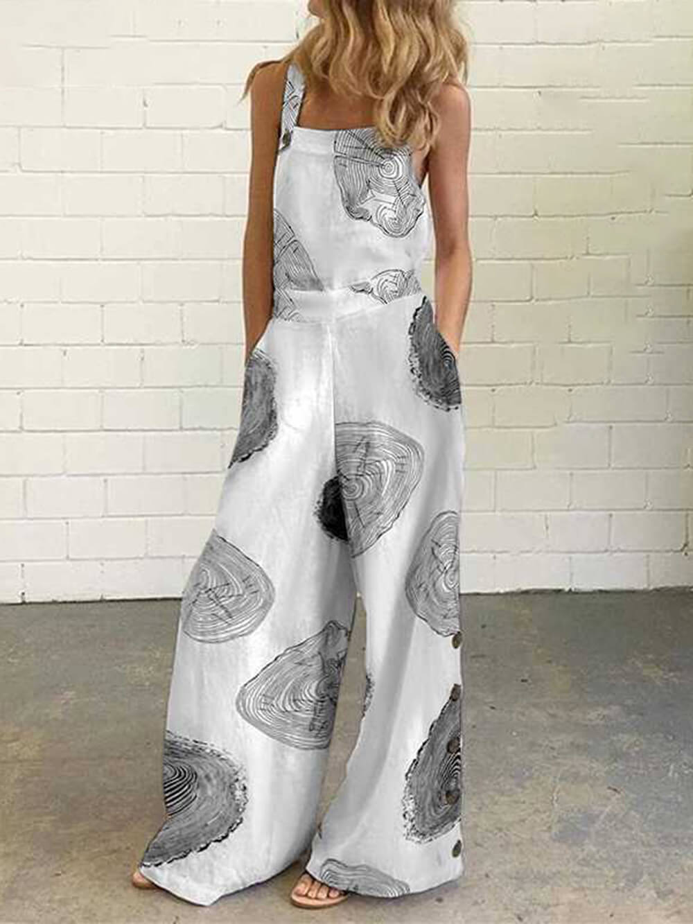 Polka Dot Print Backless Jumpsuit-CALLISTARI