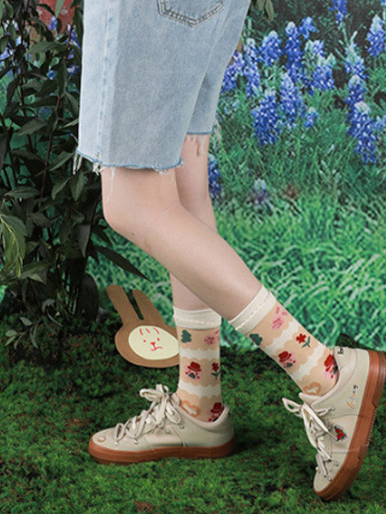 Cute Bunny Mid-Calf Socks-CALLISTARI