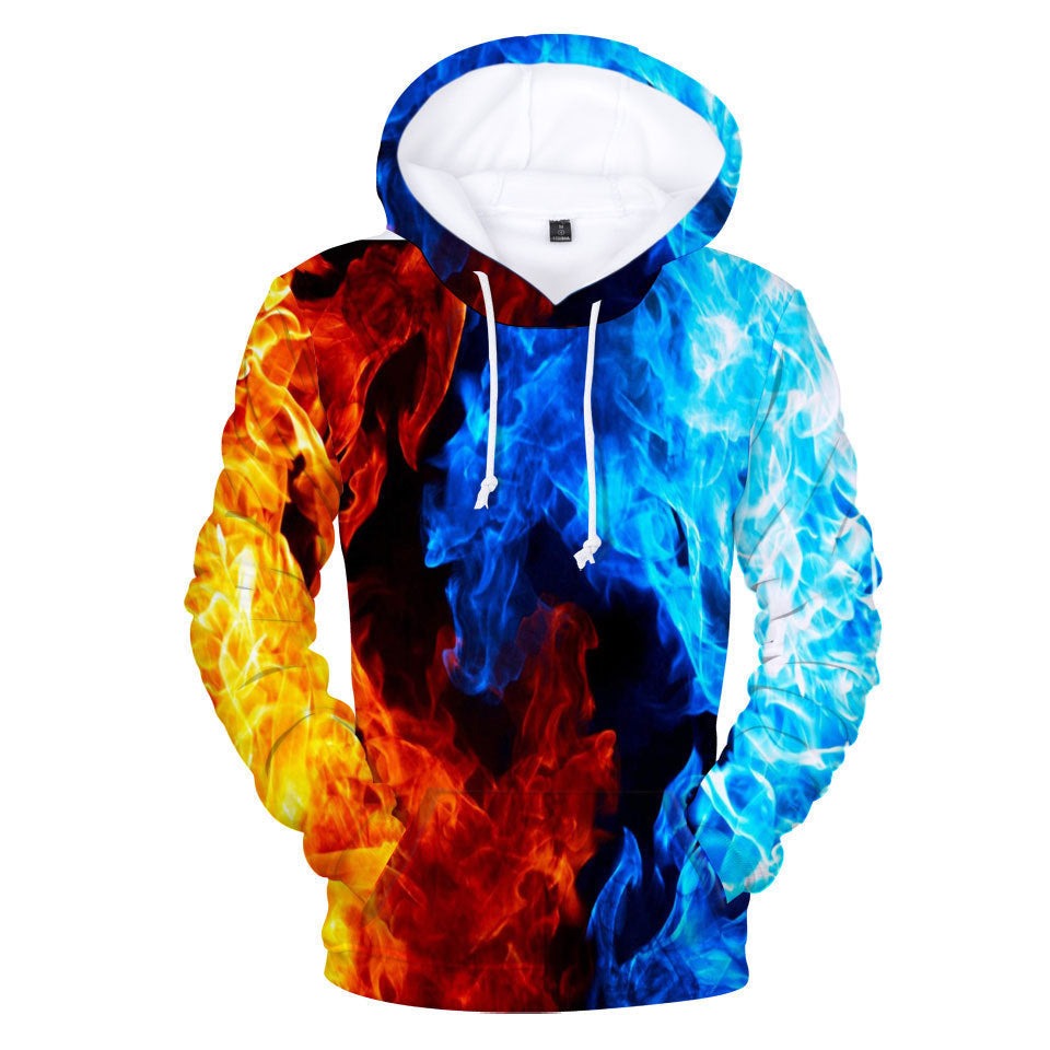 Blue Flame Horse Digital Printed 3D Hoodie-CALLISTARI