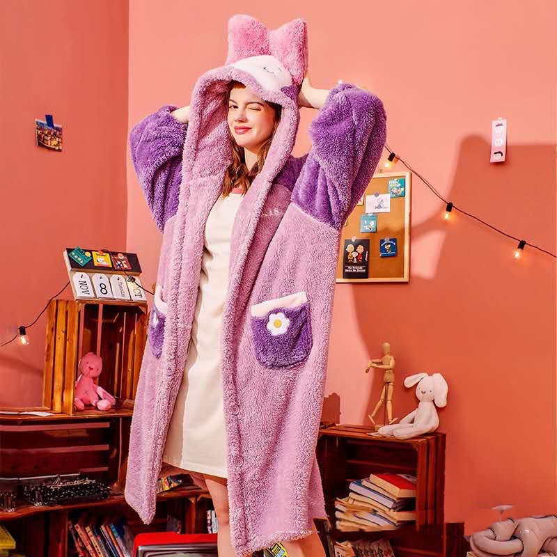 Velvet Warmth Flannel Pajama Hoodie-CALLISTARI