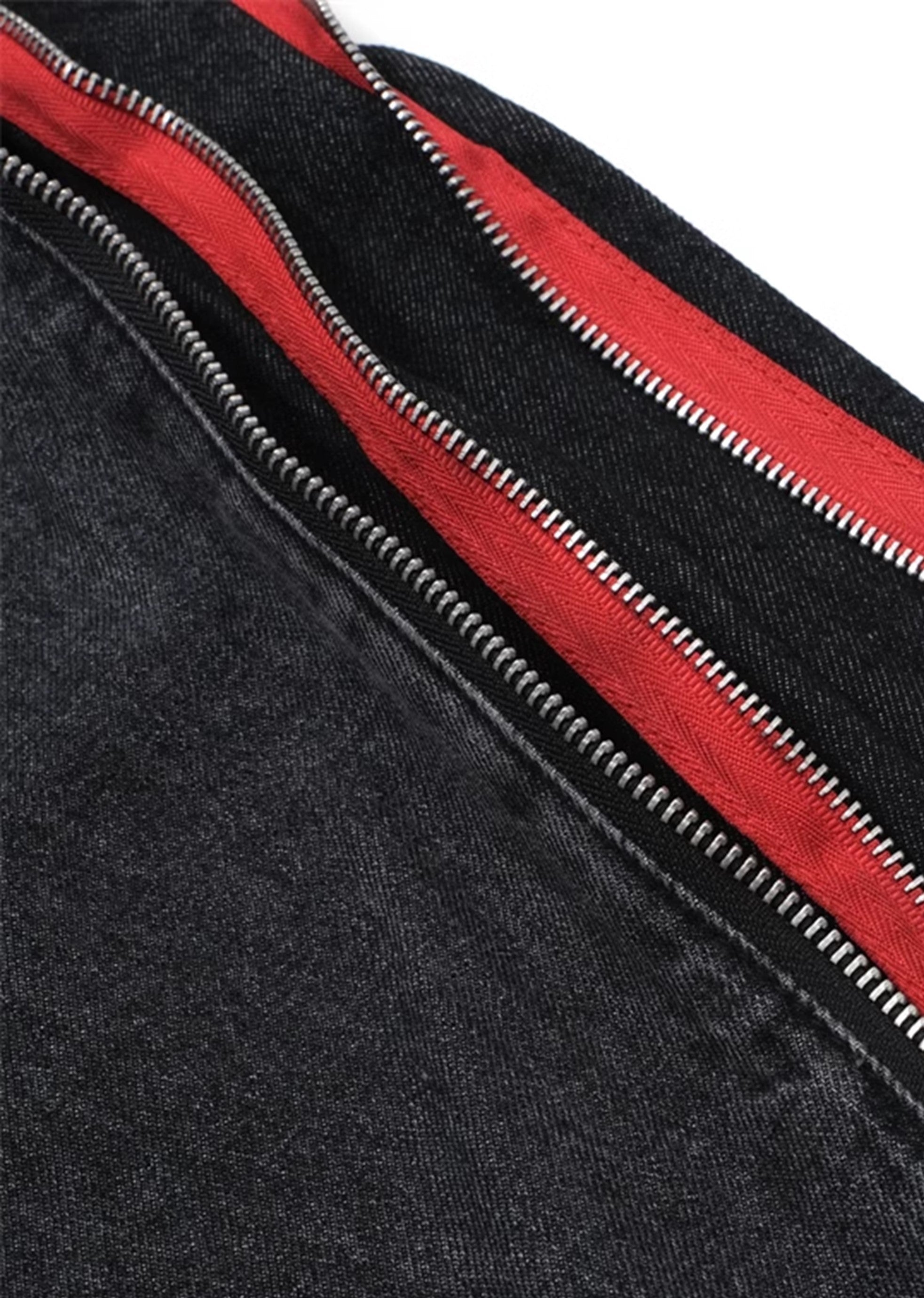 【7/15新作】Red color multiple side line design zipper denim pants  HL3058-CALLISTARI