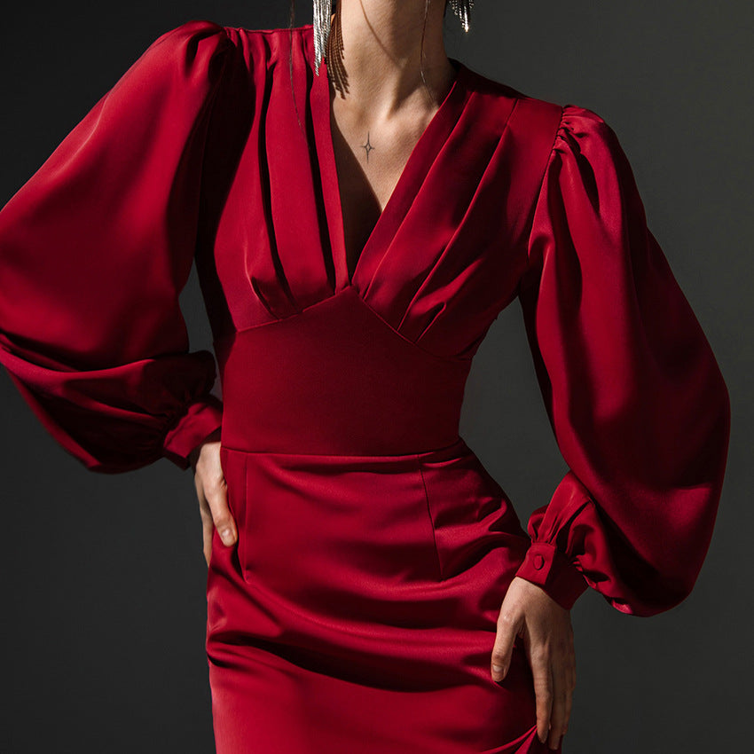 V Neck Puff Long Sleeve Corset Top-CALLISTARI
