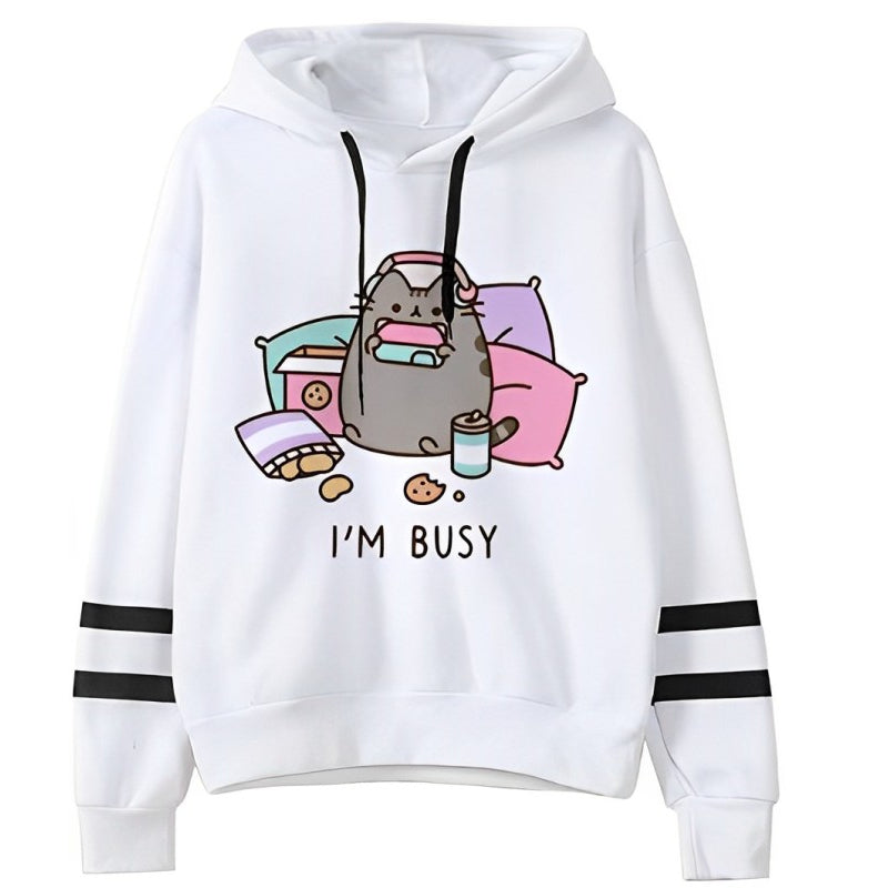 Casual Fleece Pusheen Printed Hoodie-CALLISTARI