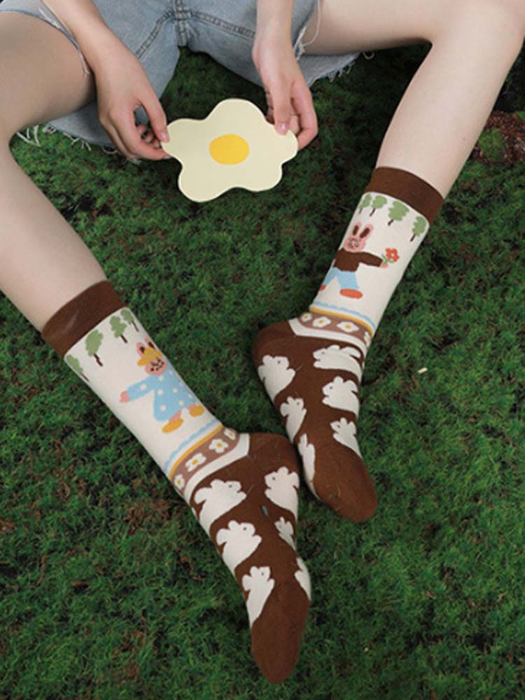 Cute Bunny Mid-Calf Socks-CALLISTARI