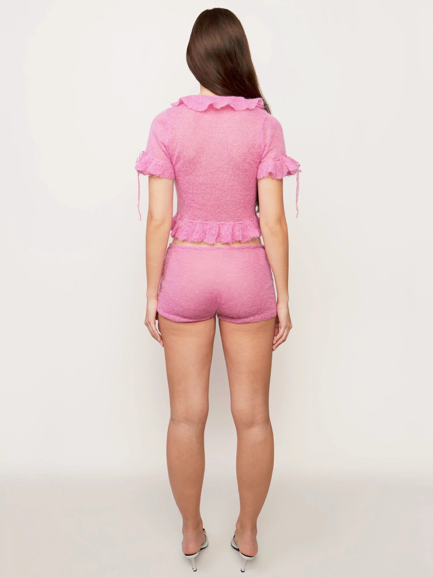 Fluffy Ruffle Knit Shorts Set-CALLISTARI